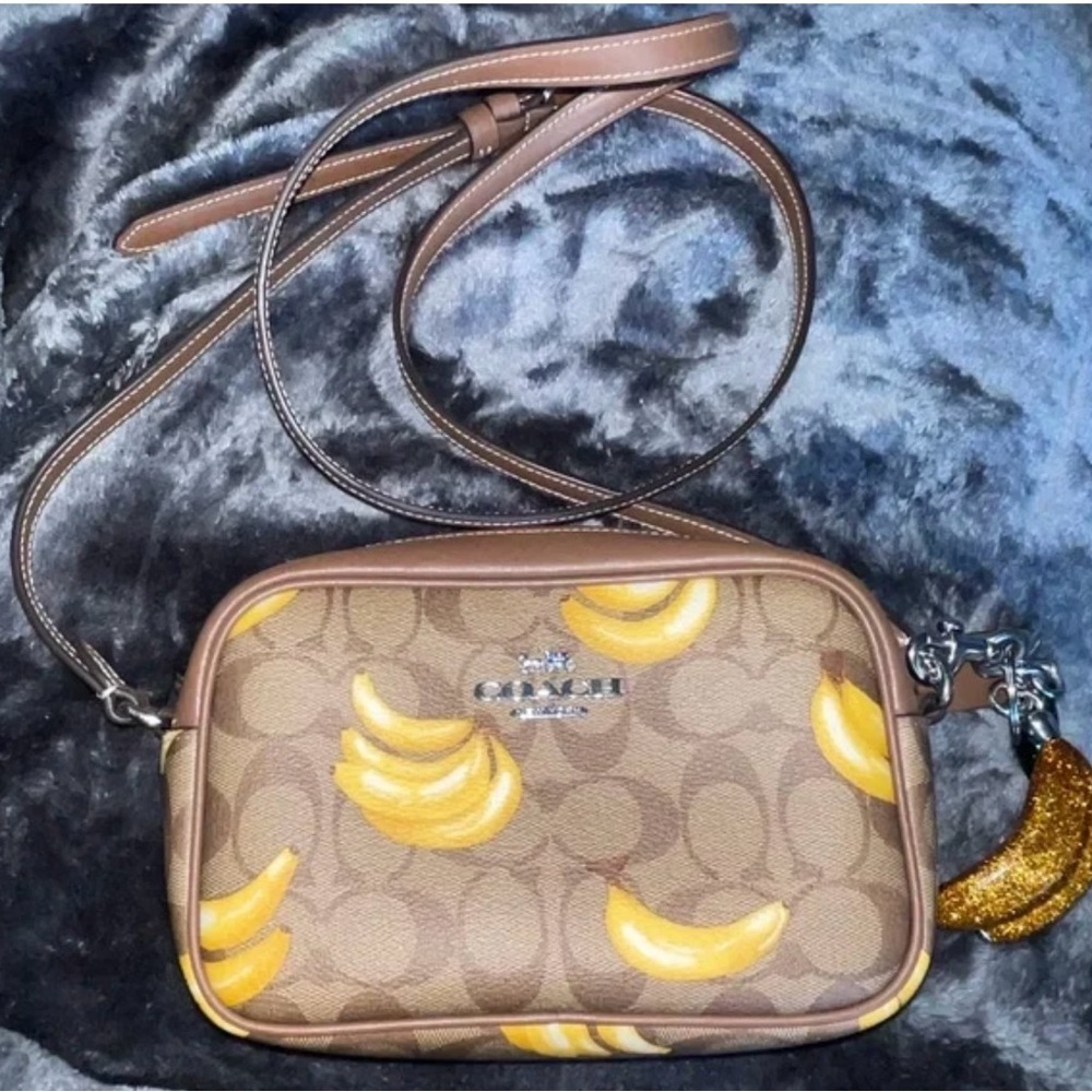 Coach Brown Banana Print Crossbody Bag NO CHARM